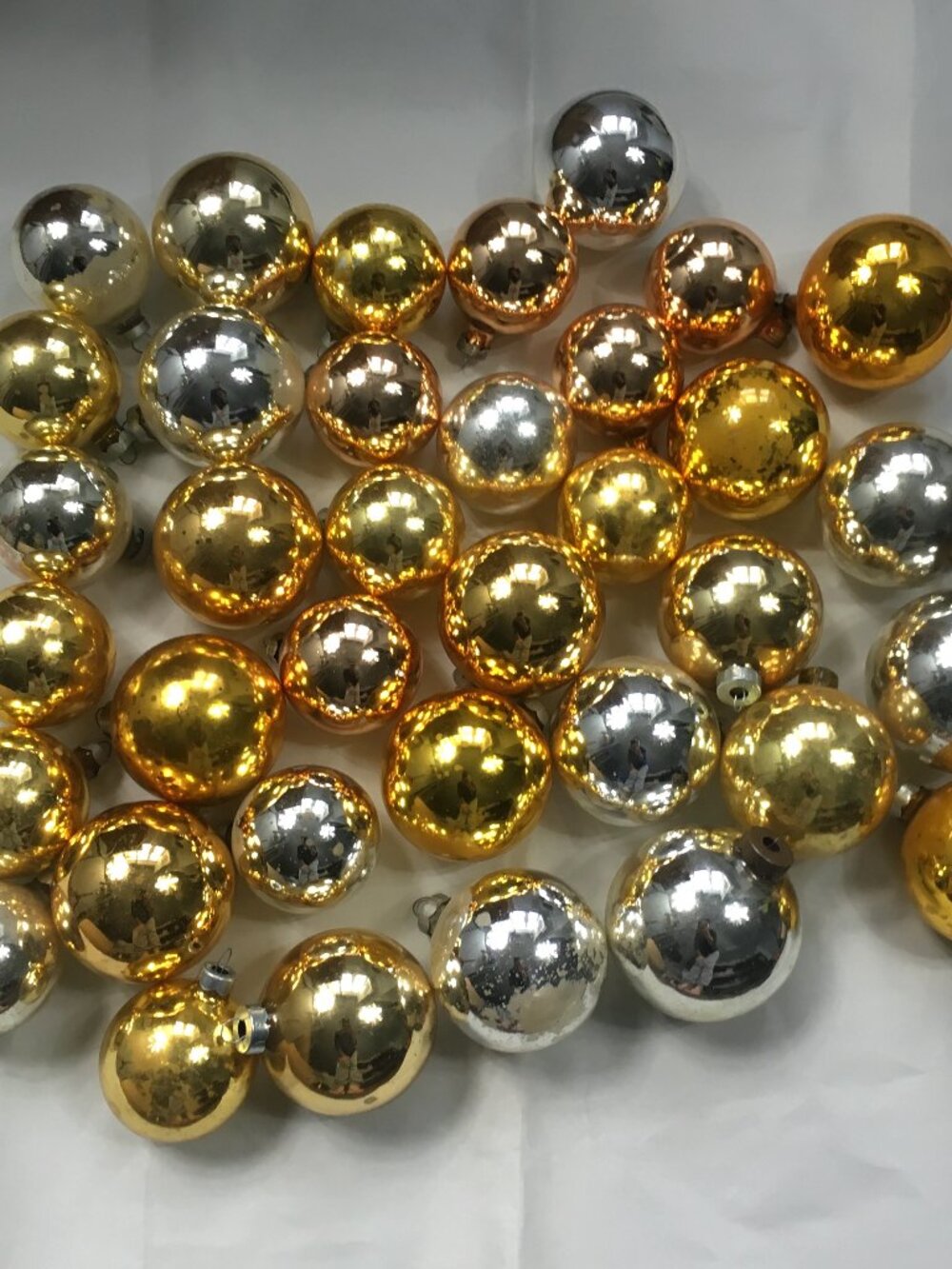36 Vintage Glass Christmas Ornaments Mercury Gold Silver VTG Estate Lot Set